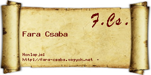 Fara Csaba névjegykártya